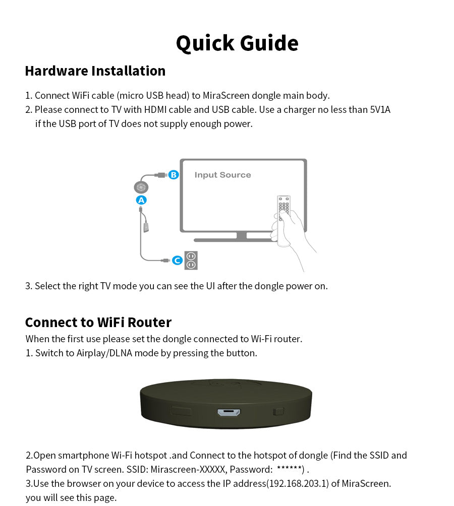 Wireless HDMI Miracast Device